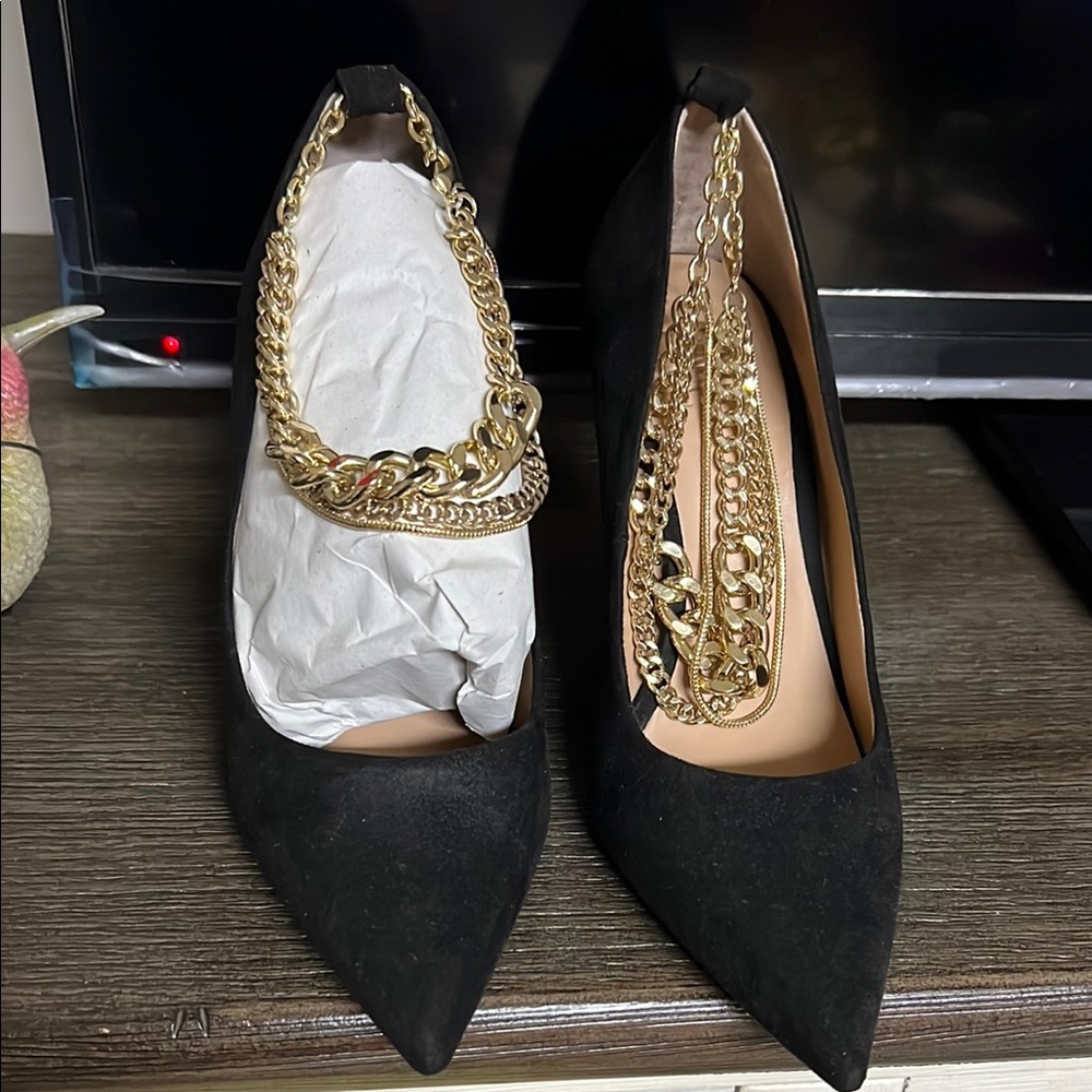 INC International Concepts Black and Gold Heels